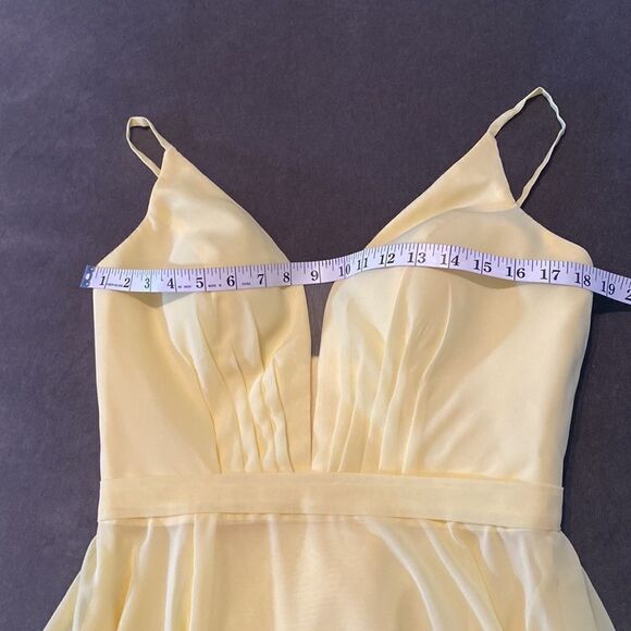 Women’s Yellow Chiffon Full Length Bridesmaid Prom Dress Corset Back Size 10 - Picture 10 of 11
